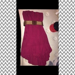 Maroon Strapless Dress